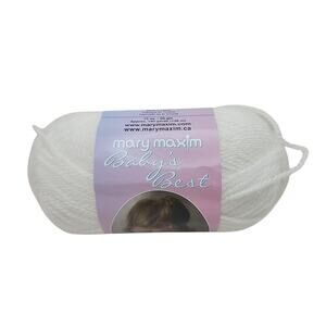 New Mary Maxim Baby’s Best Yarn 001 White Acrylic Tensel 2 ply Fine Sport 160yds